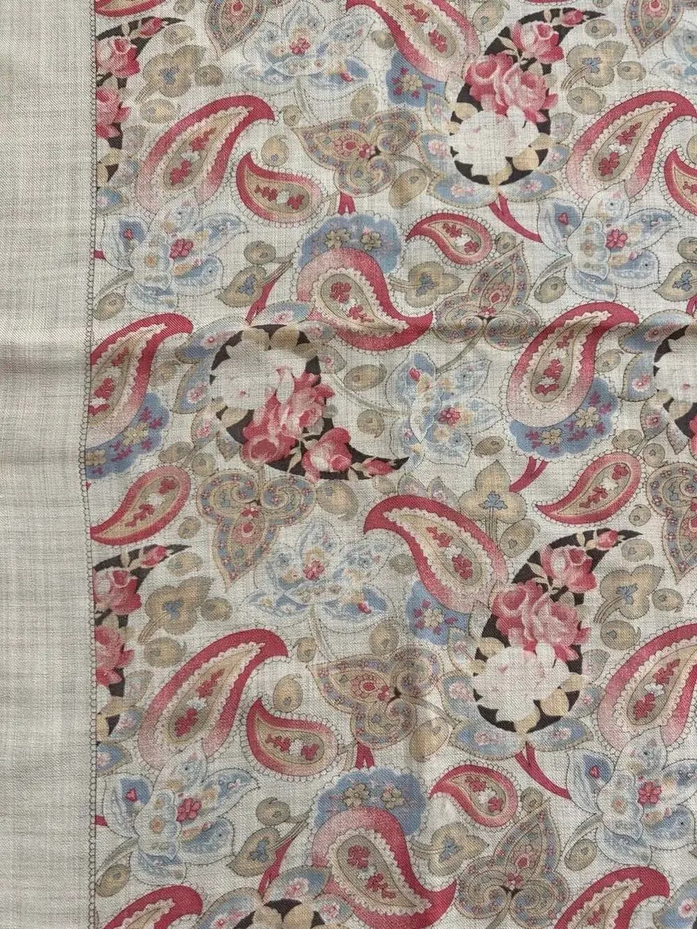 Vintage Club 7 Echo Paisley Floral Print Square Scarf, approx. 36”